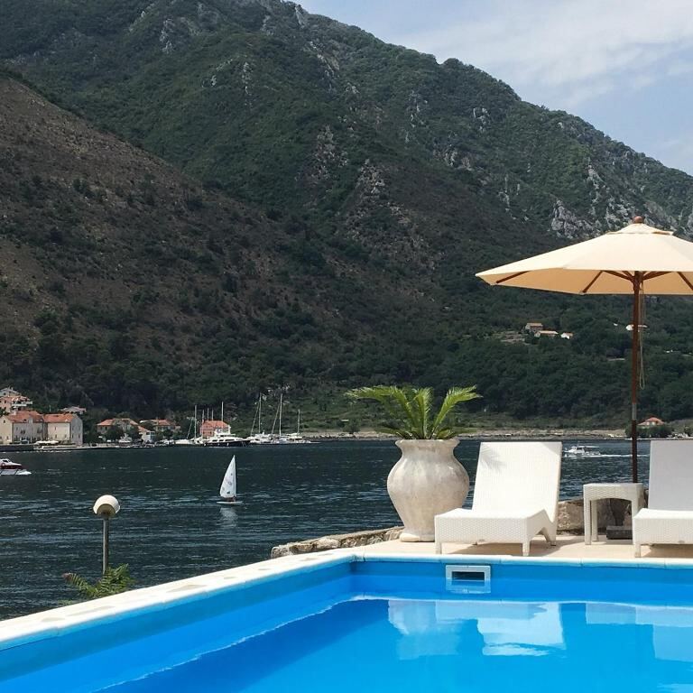 Villa Kamena pool above the Bay of Kotor in Dobrota, Montenegro